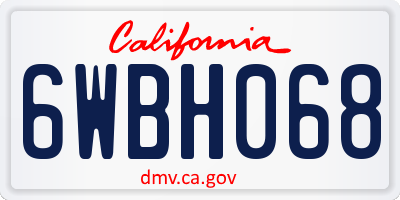 CA license plate 6WBH068
