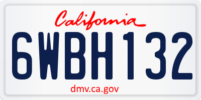 CA license plate 6WBH132