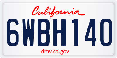 CA license plate 6WBH140