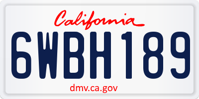 CA license plate 6WBH189
