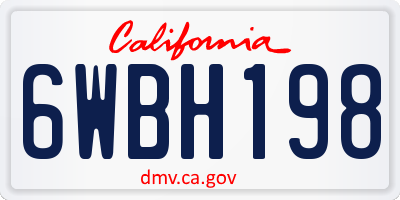 CA license plate 6WBH198