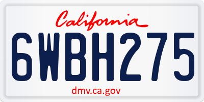 CA license plate 6WBH275