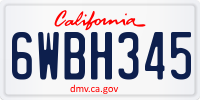 CA license plate 6WBH345