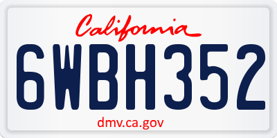 CA license plate 6WBH352