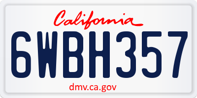 CA license plate 6WBH357