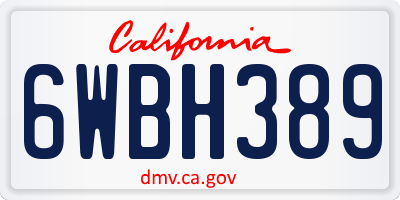 CA license plate 6WBH389