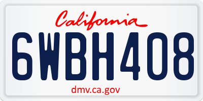 CA license plate 6WBH408