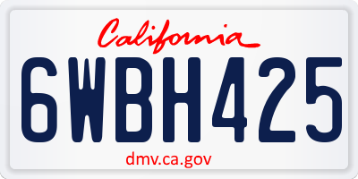 CA license plate 6WBH425