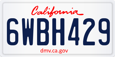CA license plate 6WBH429
