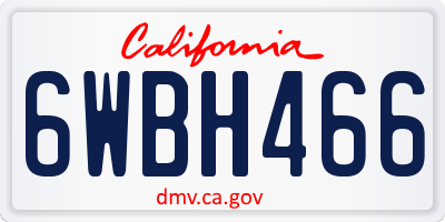 CA license plate 6WBH466