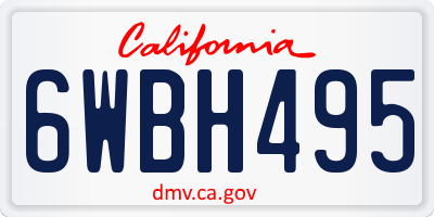 CA license plate 6WBH495