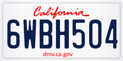 CA license plate 6WBH504