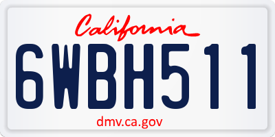 CA license plate 6WBH511