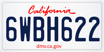 CA license plate 6WBH622