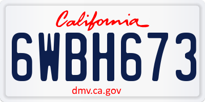 CA license plate 6WBH673