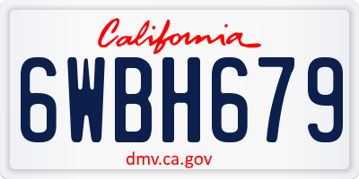 CA license plate 6WBH679