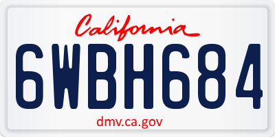 CA license plate 6WBH684