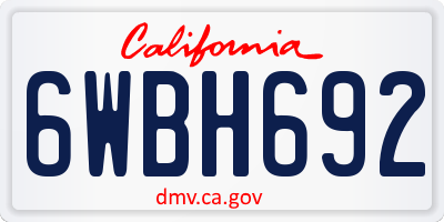 CA license plate 6WBH692