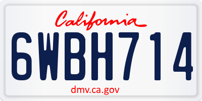 CA license plate 6WBH714