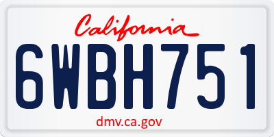 CA license plate 6WBH751