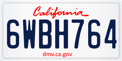 CA license plate 6WBH764