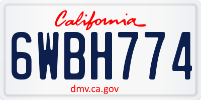CA license plate 6WBH774