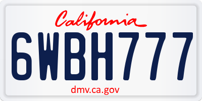 CA license plate 6WBH777
