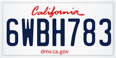 CA license plate 6WBH783