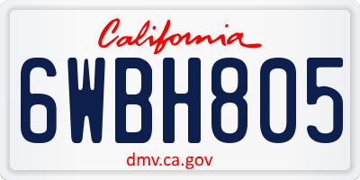 CA license plate 6WBH805