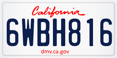 CA license plate 6WBH816