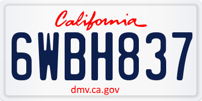CA license plate 6WBH837