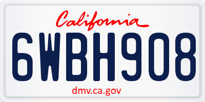 CA license plate 6WBH908