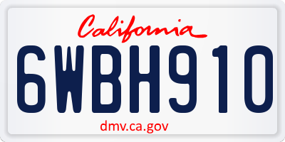 CA license plate 6WBH910