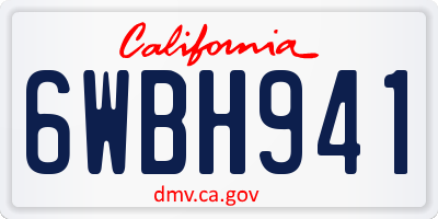 CA license plate 6WBH941