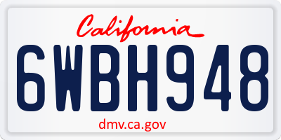CA license plate 6WBH948
