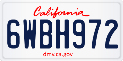 CA license plate 6WBH972