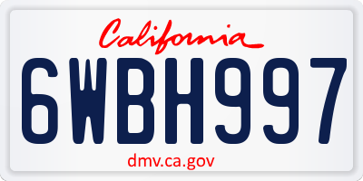 CA license plate 6WBH997