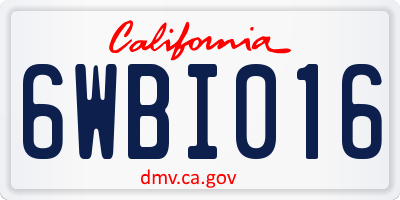 CA license plate 6WBI016
