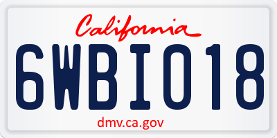 CA license plate 6WBI018