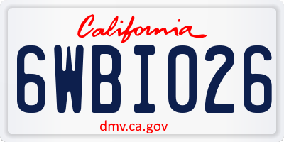 CA license plate 6WBI026