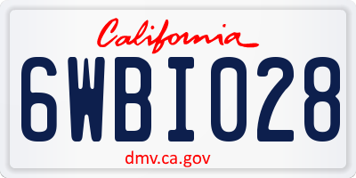 CA license plate 6WBI028