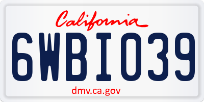 CA license plate 6WBI039