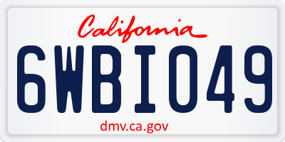 CA license plate 6WBI049