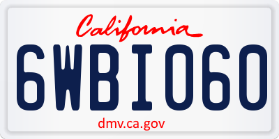 CA license plate 6WBI060