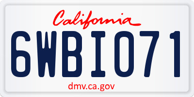 CA license plate 6WBI071