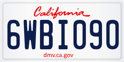 CA license plate 6WBI090