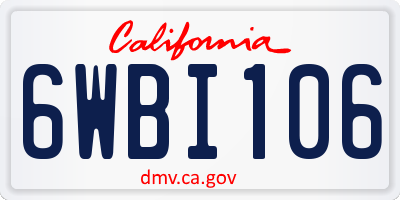 CA license plate 6WBI106