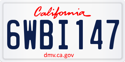 CA license plate 6WBI147