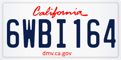 CA license plate 6WBI164