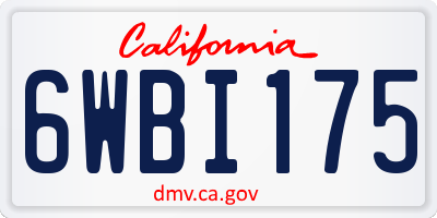 CA license plate 6WBI175
